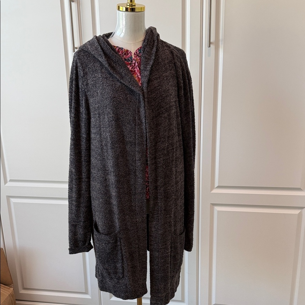 Barefoot Dreams Charcoal Hooded Cardigan